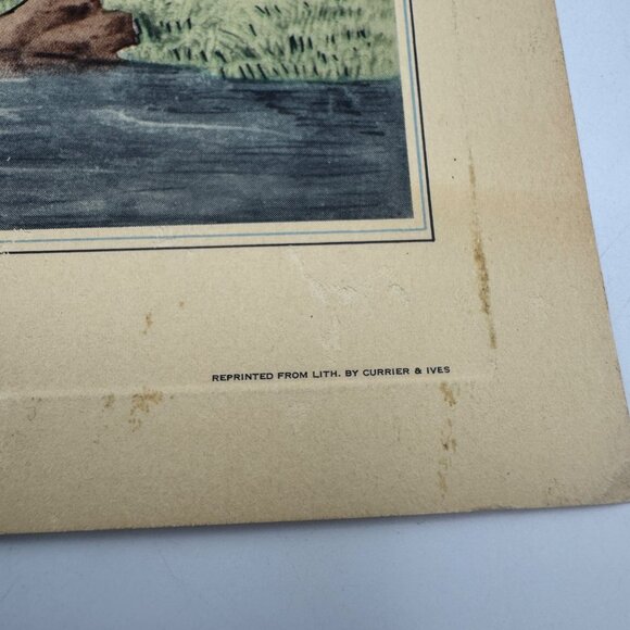 The Mill Stream Lithograph By Currier & Ives 152 Nassau St New York Vintage Prin - Picture 3 of 5